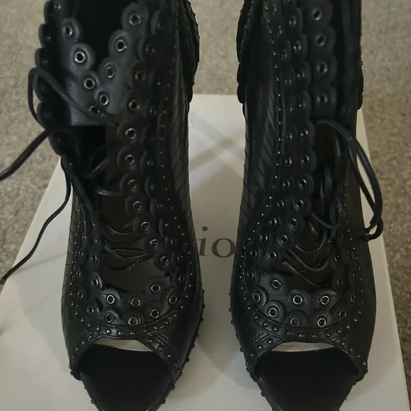 Dior Black Studded Heeled Boots - Picture 2 of 11
